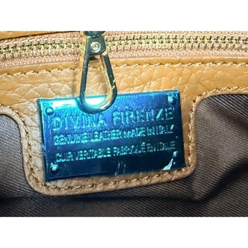 NWT Divina Firenze Made in Italy Cognac Leather Satchel Tote Bag in Cuoio